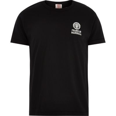 Black Franklin & Marshall logo print t-shirt
